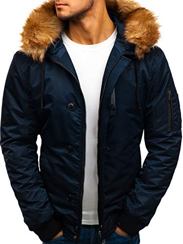 BOLF Hombre Chaqueta de Invierno Parka Deportiva Cierre de Cremallera Estilo Casual Extreme 1826 Azul Oscuro L [4D4]