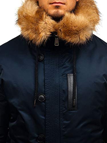 BOLF Hombre Chaqueta de Invierno Parka Deportiva Cierre de Cremallera Estilo Casual Extreme 1826 Azul Oscuro L [4D4]