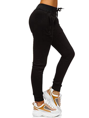 BOLF Mujer Pantalón Deportivo Pantalón de Chándal Largos Jogger Pantalones de Algodón Slim Fit J.Style CK-01 Negro L [F6F]