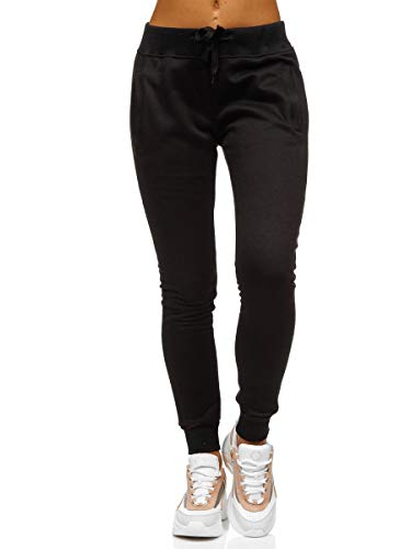 BOLF Mujer Pantalón Deportivo Pantalón de Chándal Largos Jogger Pantalones de Algodón Slim Fit J.Style CK-01 Negro L [F6F]