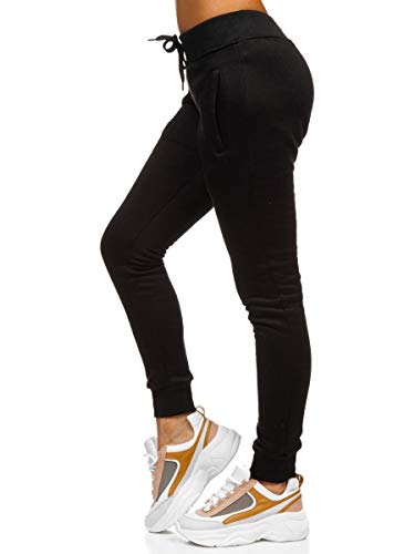 BOLF Mujer Pantalón Deportivo Pantalón de Chándal Largos Jogger Pantalones de Algodón Slim Fit J.Style CK-01 Negro L [F6F]