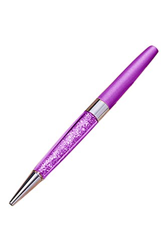 Bolígrafo de cristal hecho con 140 brillantes elementos de cristal. Recarga de lápiz incluida (MORADO)
