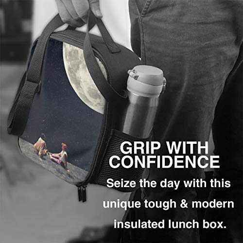 Bolsa de almuerzo con aislamiento térmico, I Gave You The Moon for A Smile Lunch Box reutilizable Cooler Bag aislado bolsa de almuerzo doble compartimiento con correa ajustable para el hombro