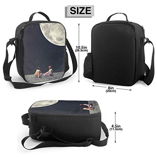 Bolsa de almuerzo con aislamiento térmico, I Gave You The Moon for A Smile Lunch Box reutilizable Cooler Bag aislado bolsa de almuerzo doble compartimiento con correa ajustable para el hombro