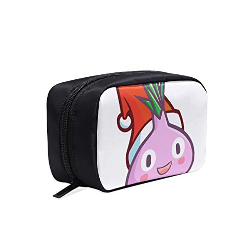 Bolsa de aseo Cremallera de dibujos animados Sonriendo Cebolla Verduras Mujer Bolsos de lona Bolsa de fin de semana de moda Bolsas de maquillaje de lona Bolsas de cosméticos Estuche multifunción Bol