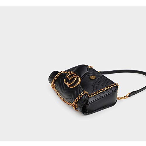 Bolsa de Cadena para Mujer con patrón de Ondas y Amor, Bandolera, Negro (Negro) - sadh-182