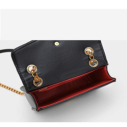 Bolsa de Cadena para Mujer con patrón de Ondas y Amor, Bandolera, Negro (Negro) - sadh-182