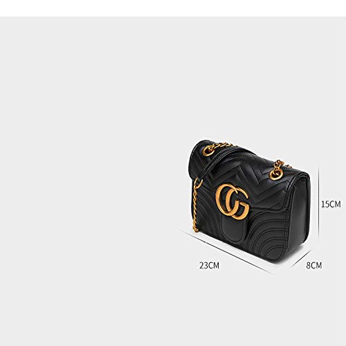 Bolsa de Cadena para Mujer con patrón de Ondas y Amor, Bandolera, Negro (Negro) - sadh-182