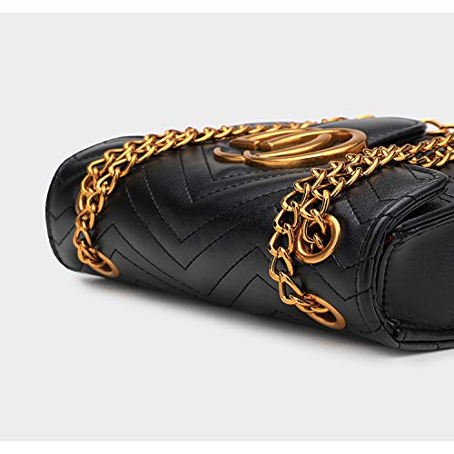 Bolsa de Cadena para Mujer con patrón de Ondas y Amor, Bandolera, Negro (Negro) - sadh-182