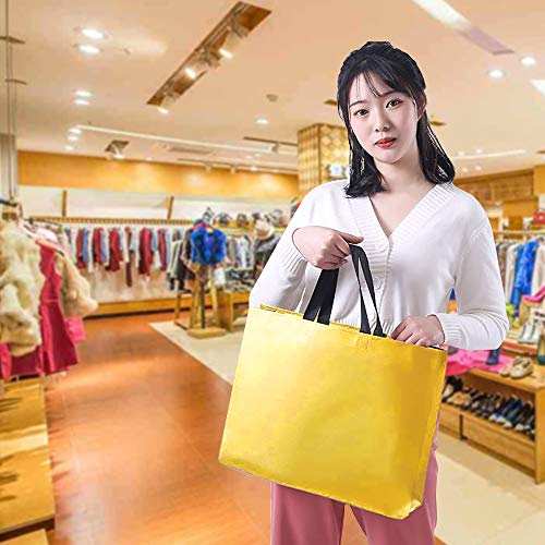 Bolsa de compras reutilizable brillante, bolsa de compras con asa, bolsa de regalo elegante no tejida, bolsa de golosinas, bolsa de compras, bolsa promocional, para fiesta, cumpleaños (12 piezas)