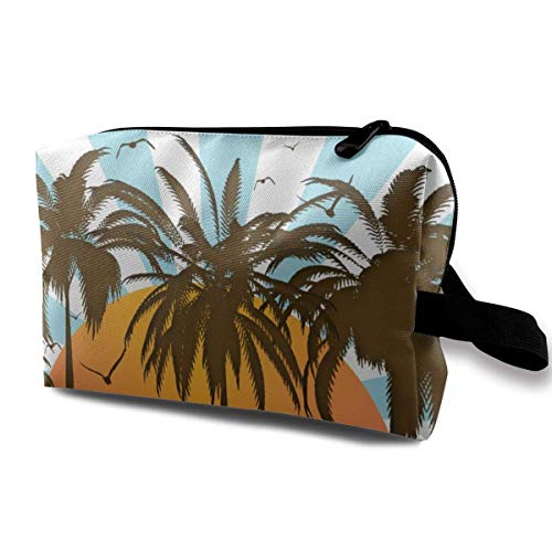 Bolsa de cosméticos de las playas de las Bahamas, portátil, adorable, espaciosa, bolsas de maquillaje de viaje, organizador de paquetes de lápices