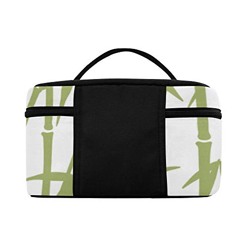 Bolsa de cosméticos para Hombres Bamboo Green Leaf Plant Señora de Gran tamaño Bolsa de cosméticos Organizador de Maquillaje Caja de Almuerzo Tote Holder Case para niña Mujer Un Bolso de Maquillaje