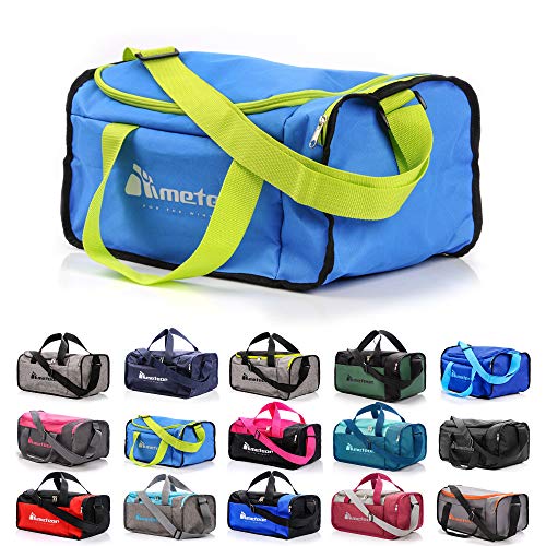 Bolsa de Deporte Gimnasio Fitness Viaje Vacaciones Deportiva - Bolso Universal con Bandolera - Bolsa plegada Ideal para jóvenes y Adultos, Hombre y Mujer 20L y 40L (Azul/verde2, 20 L)