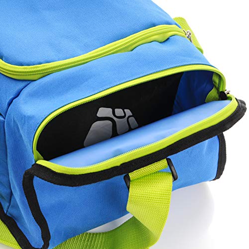 Bolsa de Deporte Gimnasio Fitness Viaje Vacaciones Deportiva - Bolso Universal con Bandolera - Bolsa plegada Ideal para jóvenes y Adultos, Hombre y Mujer 20L y 40L (Azul/verde2, 20 L)