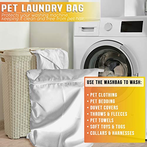 Bolsa de Lavandería Mascotas – mantenga su lavadora libre de pelo - cremallera y asa - para perros, caballos, gatos – ideal para toallas, mantas, juguetes, arnés y más