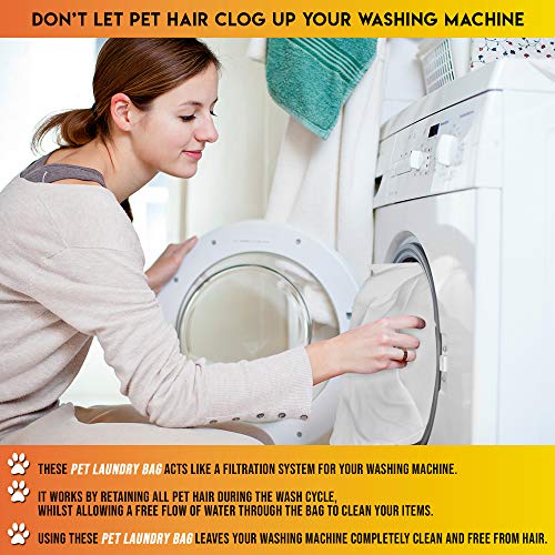 Bolsa de Lavandería Mascotas – mantenga su lavadora libre de pelo - cremallera y asa - para perros, caballos, gatos – ideal para toallas, mantas, juguetes, arnés y más