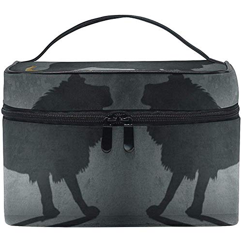 Bolsa de Maquillaje Gato Divertido León Viaje Bolsas de cosméticos Organizador Estuche de Tren Artículos de tocador Maquillaje