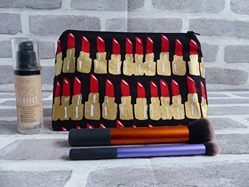 Bolsa de maquillaje para pintalabios MUA, lápiz labial metálico, labios rojos, regalo para ella, regalo para novia, regalo del día de la madre, maquillaje, bonito bolso