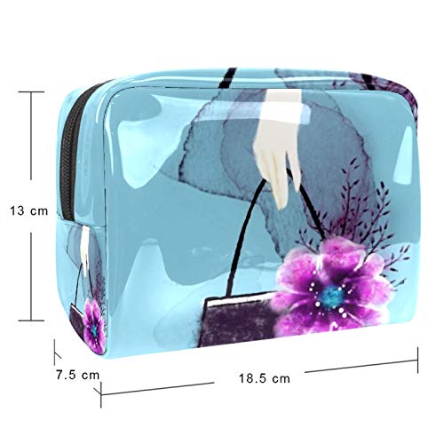 Bolsa de maquillaje portátil con cremallera bolsa de aseo de viaje para mujeres práctico almacenamiento bolsa de cosméticos cártamo