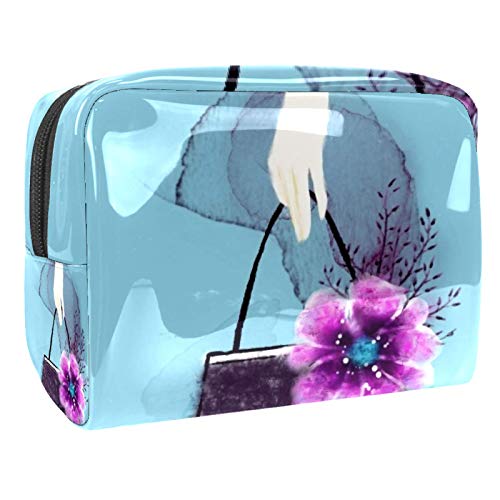 Bolsa de maquillaje portátil con cremallera bolsa de aseo de viaje para mujeres práctico almacenamiento bolsa de cosméticos cártamo