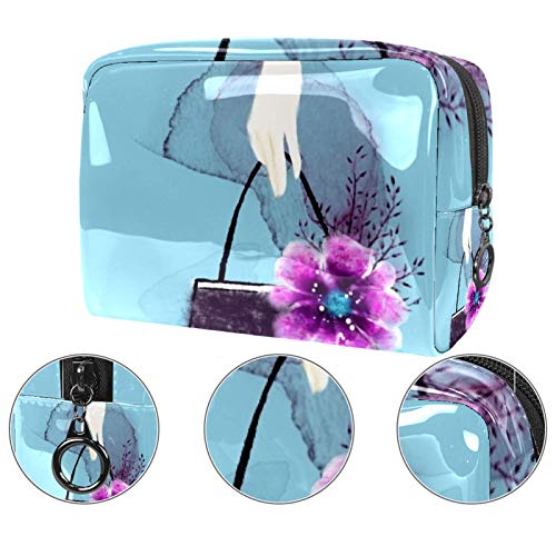 Bolsa de maquillaje portátil con cremallera bolsa de aseo de viaje para mujeres práctico almacenamiento bolsa de cosméticos cártamo