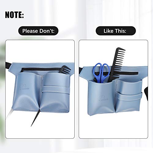 Bolsa De Peluquería Cinturón Bolsa De Herramientas De Maquillaje Profesional Multifunción Bolsa De Peluquería Kit De Tijeras Para El Cabello Bolsa Tijeras Cepillos Almacenamiento (Azul)