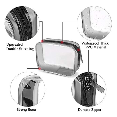 Bolsa de viaje transparente, 4 unidades de artículos de tocador impermeables bolsa de transporte con cremallera para cosméticos (pequeño, mediano, grande, XL)