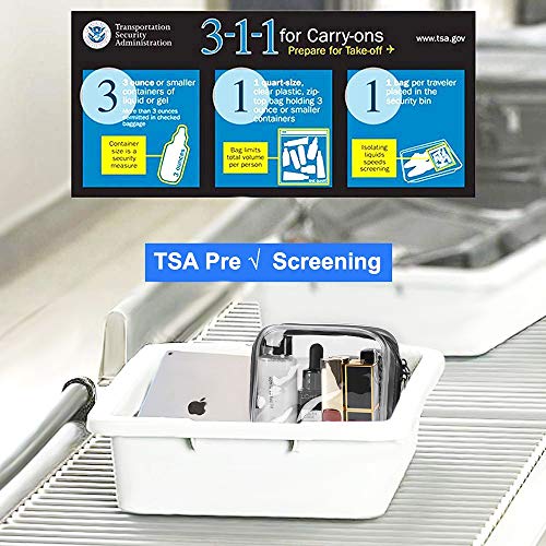 Bolsa de viaje transparente, 4 unidades de artículos de tocador impermeables bolsa de transporte con cremallera para cosméticos (pequeño, mediano, grande, XL)