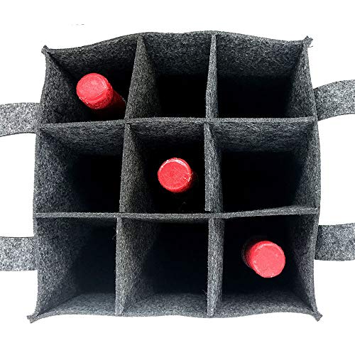 Bolsa para Botellas, Bolsa para Transportar Botellas, Bolsa de regalo de botella de vino, portador de cerveza bolsa de fieltro para 9 botellas perfecta para fiesta fiesta de viaje (32 x 24 x 20 cm)