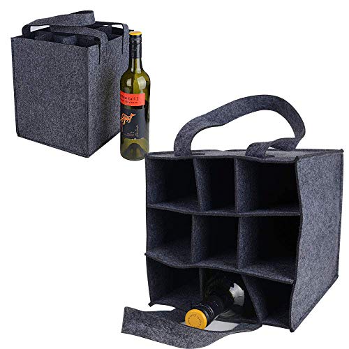 Bolsa para Botellas, Bolsa para Transportar Botellas, Bolsa de regalo de botella de vino, portador de cerveza bolsa de fieltro para 9 botellas perfecta para fiesta fiesta de viaje (32 x 24 x 20 cm)