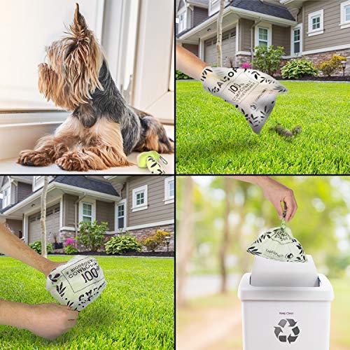 Bolsas de basura biodegradables e higiénicas para caca y heces de perro. 12 Rollos perfumados, compostables y ecológicos para residuos y excrementos de mascotas (180 uds.). Muy resistentes (verde)