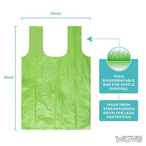 Bolsas de caca biodegradables Wave con dispensador gratis, 750 bolsas extra gruesas, garantizadas a prueba de fugas, sin perfume, 50 rollos, 15 bolsas para perros por rollo