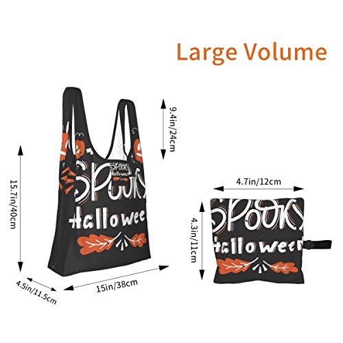 Bolsas de comestibles reutilizables Tarjeta de felicitación de vector de Halloween, folleto, pancarta, plantillas de póster tienen un espeluznante, lavable, impermeable, ligero, 25 x 15 pulgadas