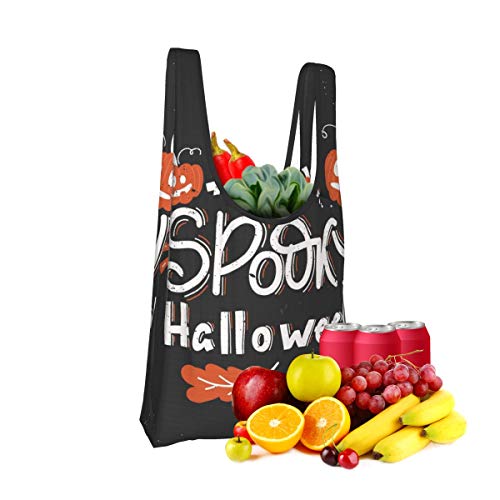 Bolsas de comestibles reutilizables Tarjeta de felicitación de vector de Halloween, folleto, pancarta, plantillas de póster tienen un espeluznante, lavable, impermeable, ligero, 25 x 15 pulgadas