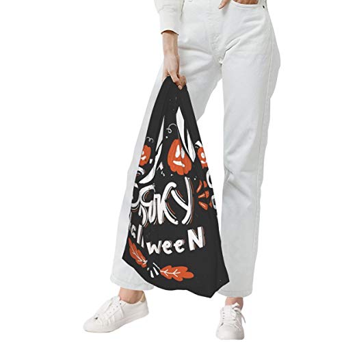Bolsas de comestibles reutilizables Tarjeta de felicitación de vector de Halloween, folleto, pancarta, plantillas de póster tienen un espeluznante, lavable, impermeable, ligero, 25 x 15 pulgadas