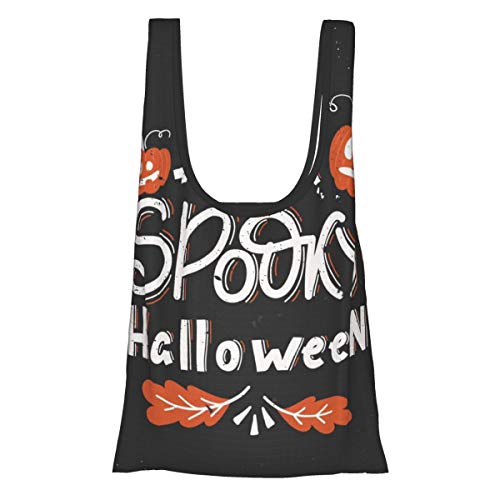 Bolsas de comestibles reutilizables Tarjeta de felicitación de vector de Halloween, folleto, pancarta, plantillas de póster tienen un espeluznante, lavable, impermeable, ligero, 25 x 15 pulgadas