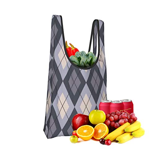 Bolsas de compras plegables reutilizables, con patrón geométrico sin costuras, diagonal, resistente al agua y ligera, de gran capacidad, ecológica, con asas para viajes, biblioteca y comestibles.