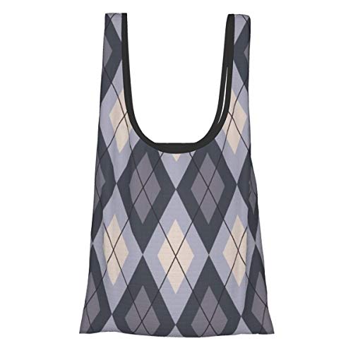 Bolsas de compras plegables reutilizables, con patrón geométrico sin costuras, diagonal, resistente al agua y ligera, de gran capacidad, ecológica, con asas para viajes, biblioteca y comestibles.