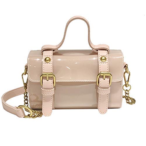 Bolsas de Hombro Bolsa de Crossbody del Hombro sólido Jalea del Color de la PU del Bolso Cuadrado pequeño señoras de Bolso del Mensajero del Bolso (Negro) ZHANGKANG (Color : Pink)
