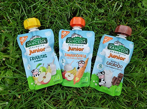 Bolsita de fruta y zanahoria con yogur ecológico de Casa Grande de Xanceda -14 uds x 90g