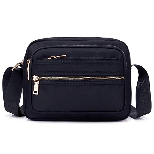 Bolso de Hombro de Nailon Impermeable con Cremallera de Color sólido para Mujer Bolso de Mensajero para Mujer Viaje de Mujer