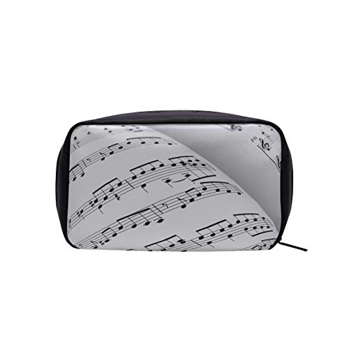 Bolso de moda para niñas adolescentes Resumen Nota de música de piano Negro Bolso de cosméticos fácil Bolso de noche de moda Bolso de maquillaje Bolsas de cosméticos con cremallera Estuche multifunc