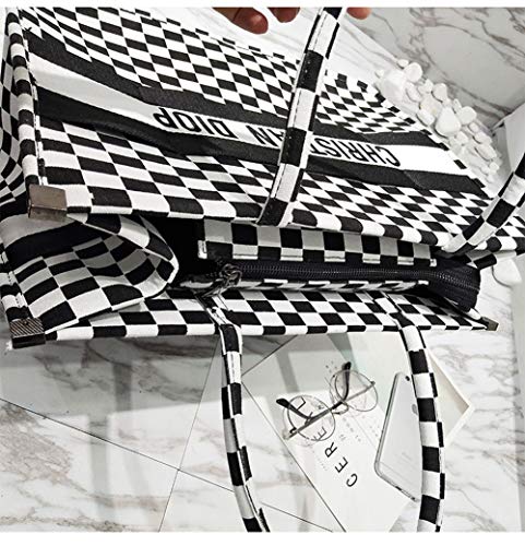 Bolso de playa Bolso grande de lona de verano para damas con cremallera Bolso de compras Bolso de viaje de mensajero para damas adecuado para su computadora portátil, iPad, billetera y necesidades di