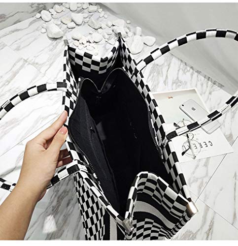 Bolso de playa Bolso grande de lona de verano para damas con cremallera Bolso de compras Bolso de viaje de mensajero para damas adecuado para su computadora portátil, iPad, billetera y necesidades di