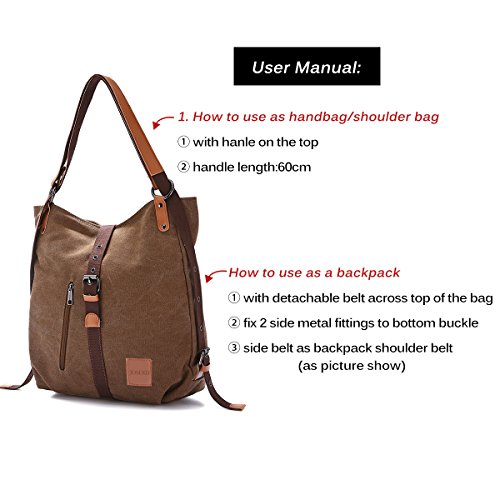 Bolso Mochilas Mujer Casual Vendimia, JOSEKO Niña Lona Multifuncional Antirrobo Bolso de Cuero de Gran Capacidad Bolsas de Viaje para Cualquier Ocasión