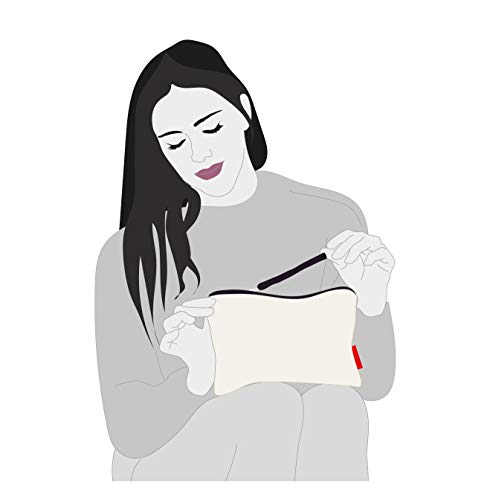 Bolso Neceser/Cartera de Mano. Algodón 100%. Blanco. con Cremallera y Forro Interior. 23 * 15,5 cm. Incluye sobre Kraft de Regalo.