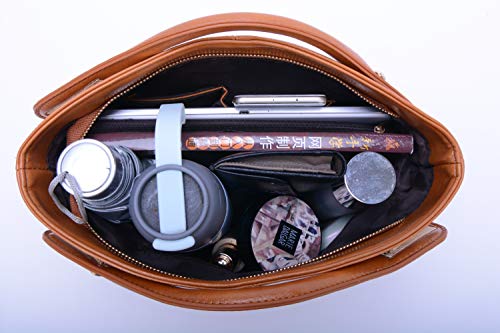 Bolsos de Las Mujeres, Popoti Bolsos de Mensajero de Cuero Bolso de Hombro Messenger Crossbody Bag, Nuevos Bolsillos de Compras Elegantes de la Señora (Marrón)