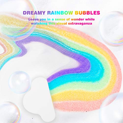 Bombas de baño arcoíris efervescentes, Bombas de baño Aprilis Cloud Spa hechas a mano con ingredientes hidratantes para la piel, Set de regalo de bombas de baño para niños/mujeres, Set de 2
