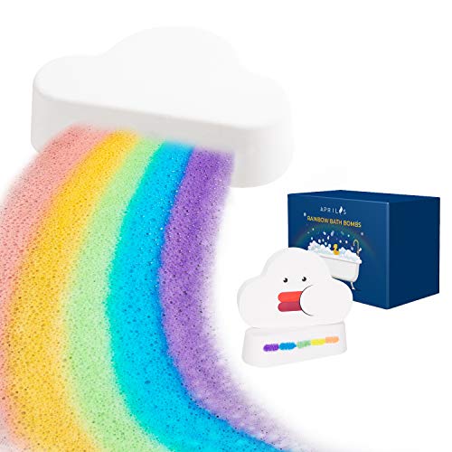 Bombas de baño arcoíris efervescentes, Bombas de baño Aprilis Cloud Spa hechas a mano con ingredientes hidratantes para la piel, Set de regalo de bombas de baño para niños/mujeres, Set de 2
