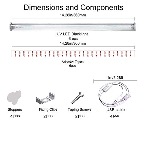 Bomcosy Luz LED Ultravioleta UV, Bombilla Luz Negra Ultravioleta(395 nm, funciona con USB, 2 unidades)